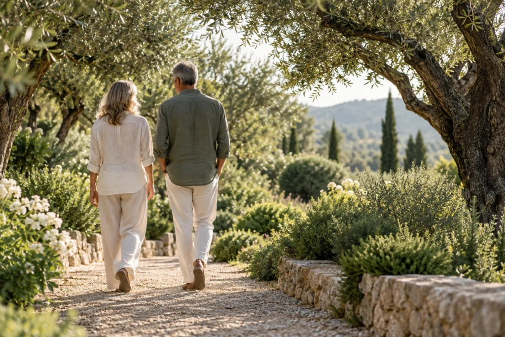 Illustrative walking scene for healthy ageing